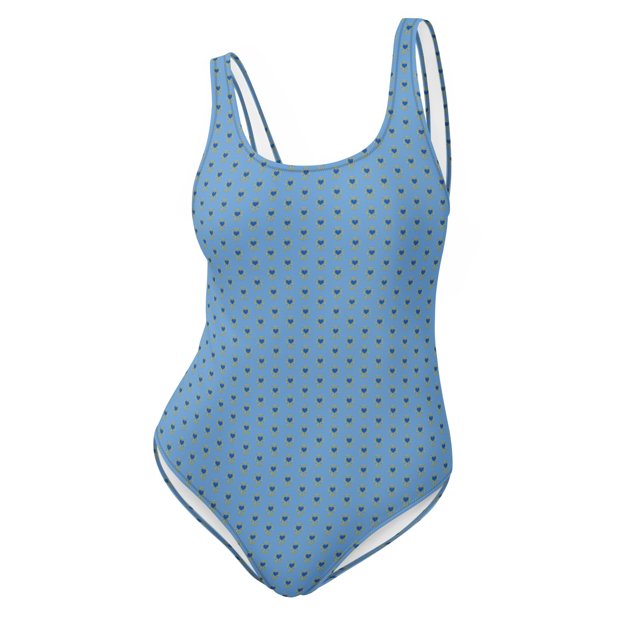 Flower Jordy Blue One-Piece Swimsuit - Alivwood