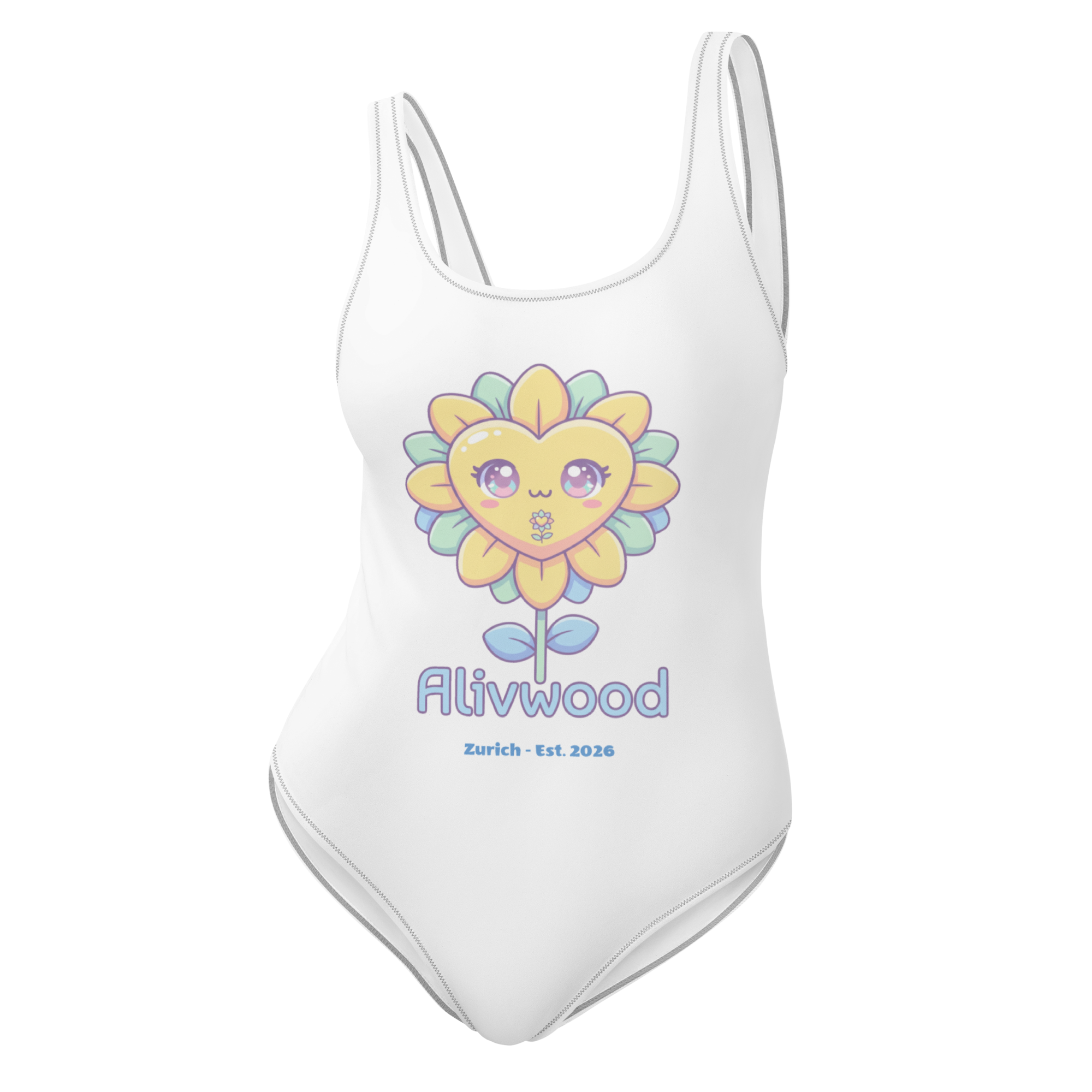 Funny heart White One-Piece Swimsuit - Alivwood