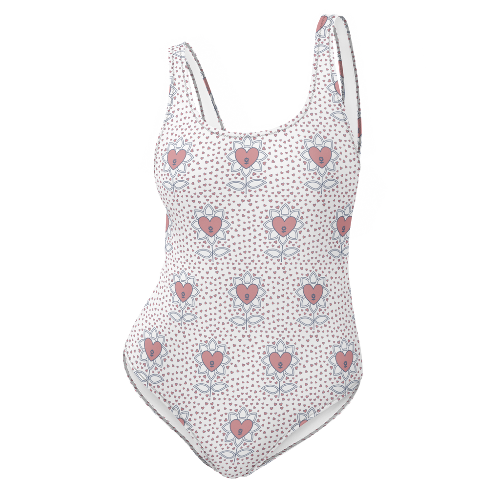 Flower and hearts One-Piece Swimsuit - Alivwood
