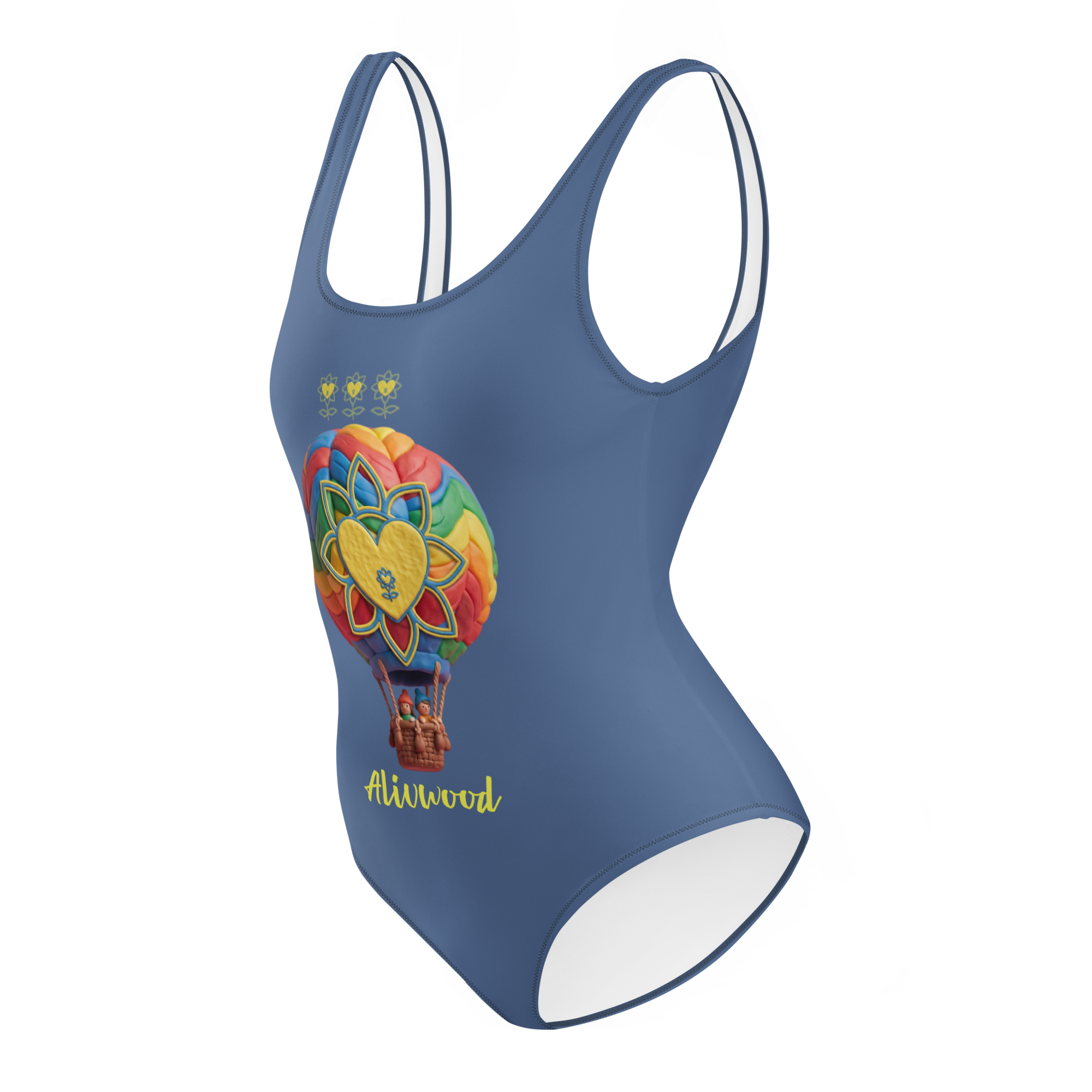 Air Balloon Kashmir Blue One-Piece Swimsuit - Alivwood