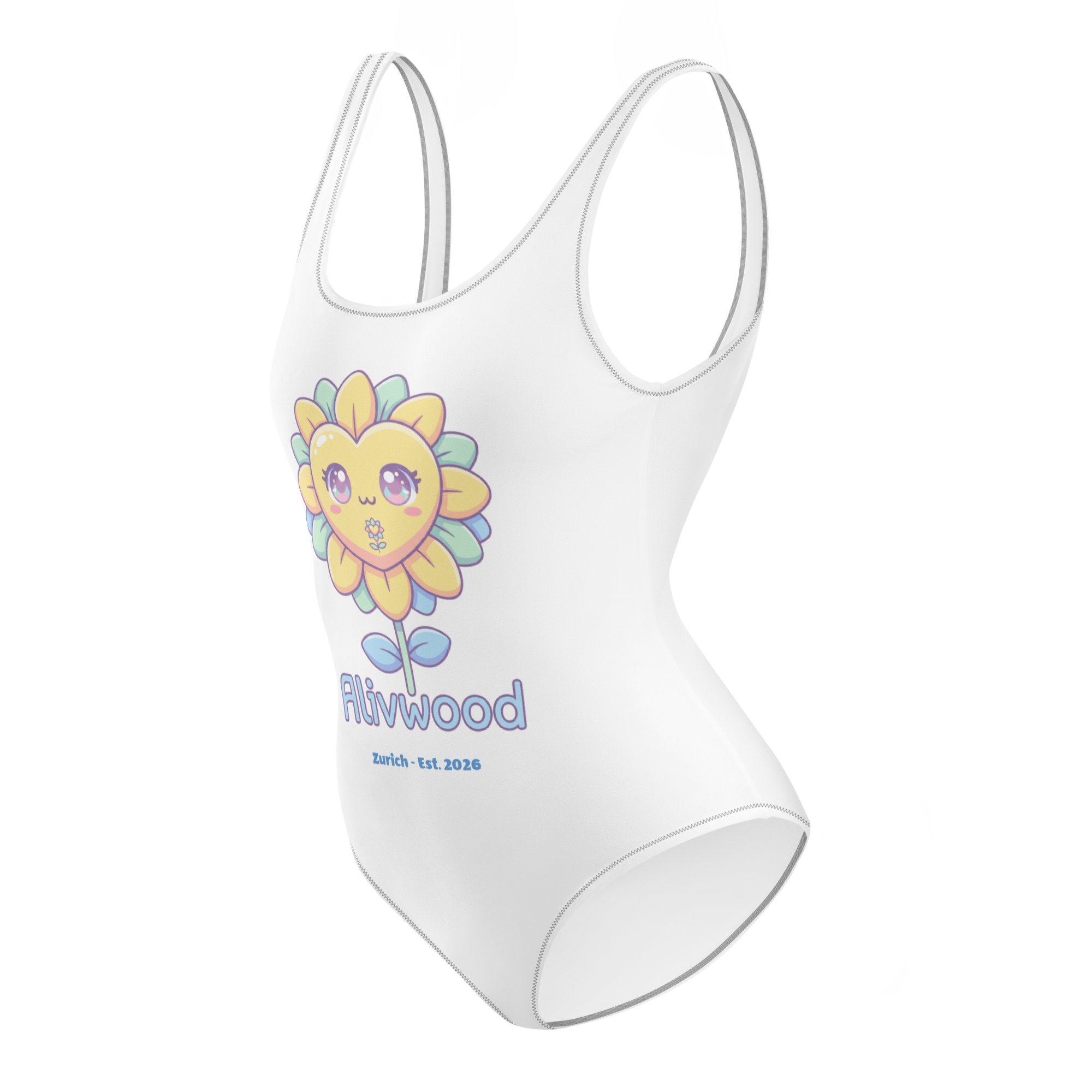 Funny heart White One-Piece Swimsuit - Alivwood