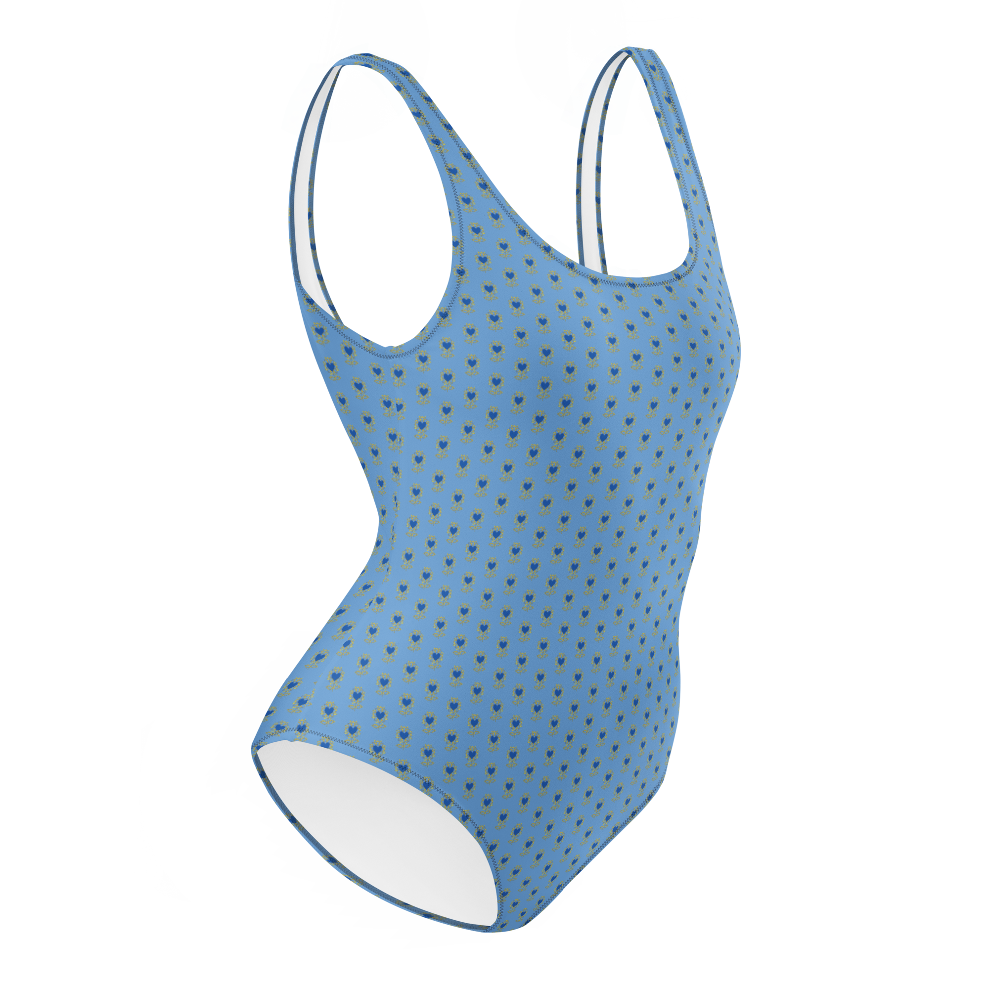 Flower Jordy Blue One-Piece Swimsuit - Alivwood