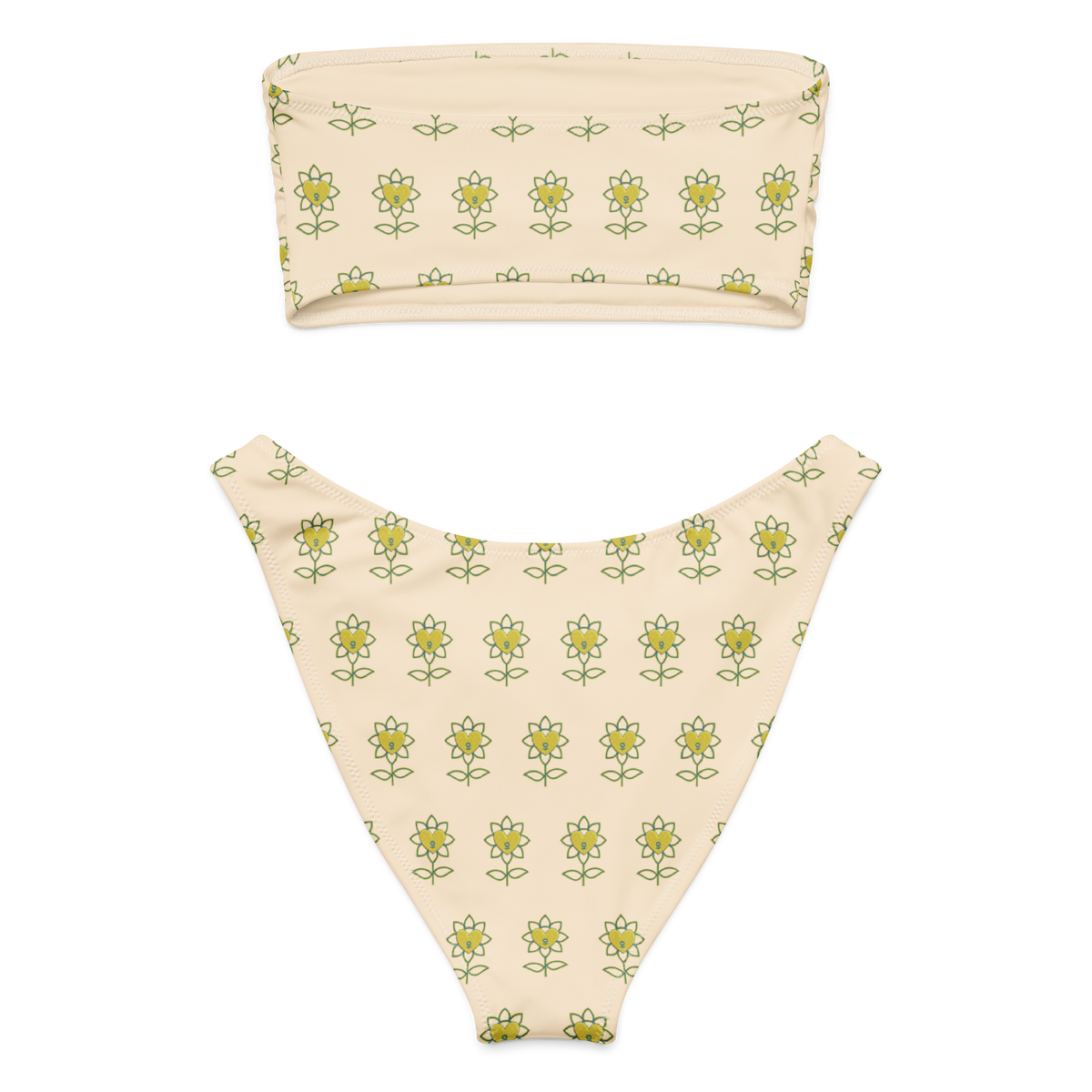 Flower Papaya Whip Recycled bandeau bikini - Alivwood