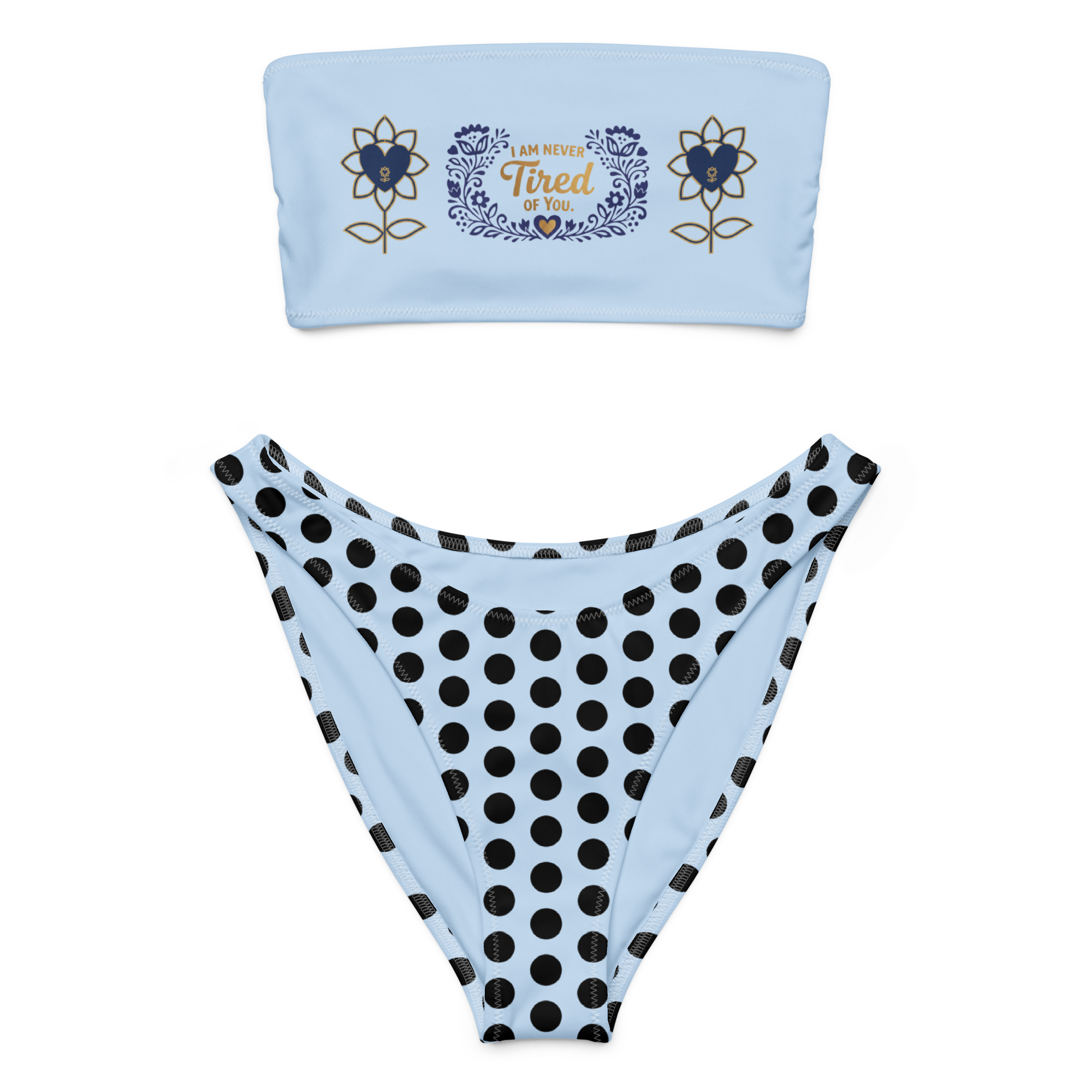 Never tired of you Pattens Blue Recycled bandeau bikini - Alivwood