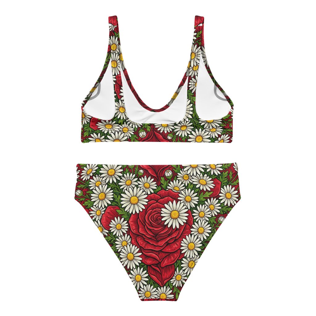 Daisies and roses Recycled high-waisted bikini - Alivwood