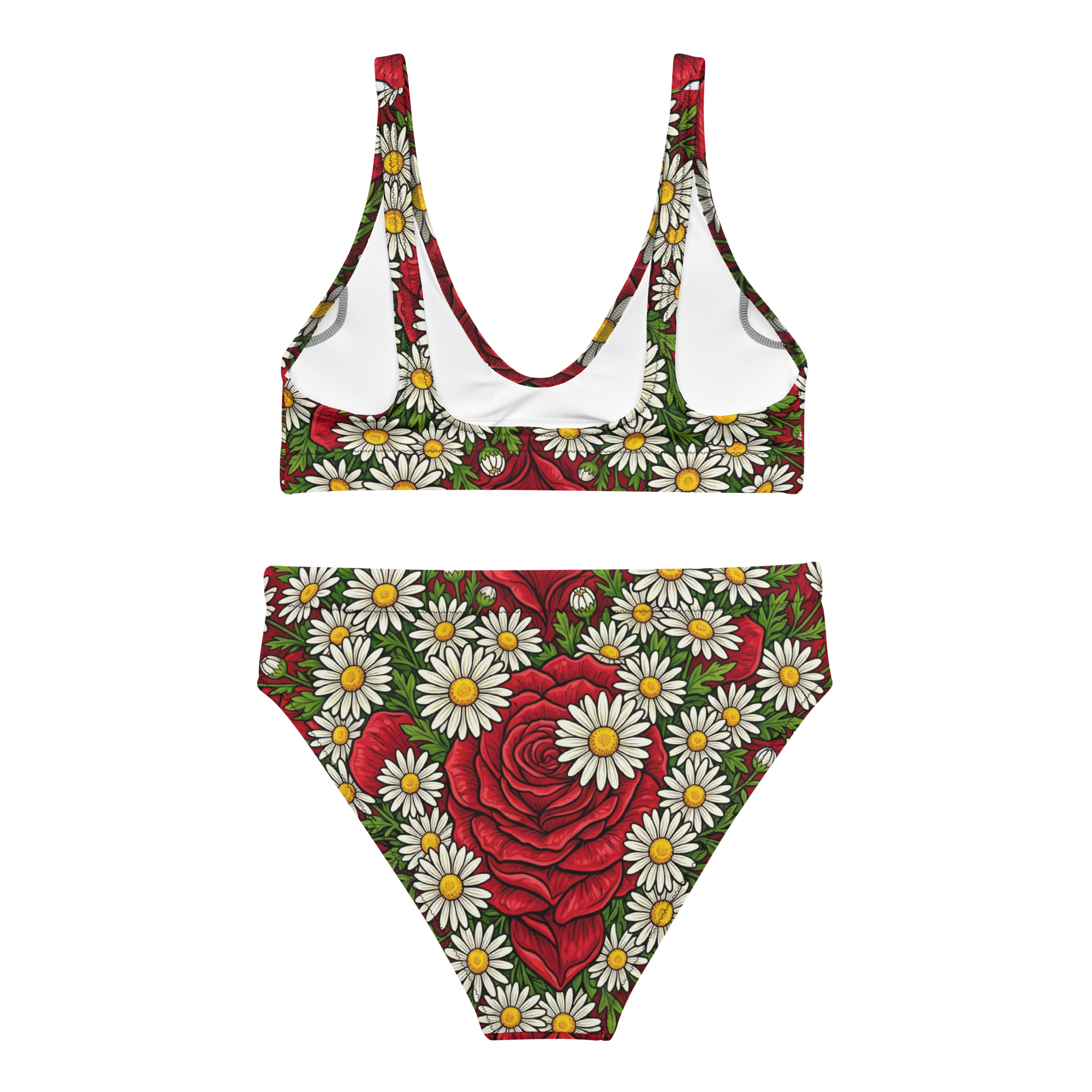 Daisies and roses Recycled high-waisted bikini - Alivwood