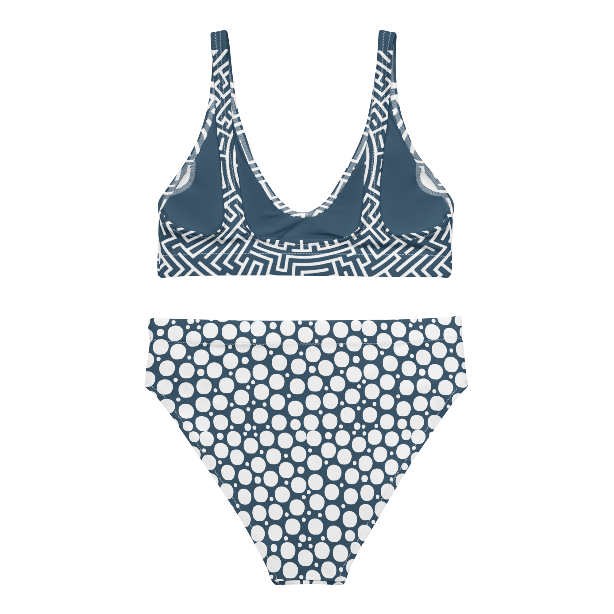Maze and Dot Cerulean Recycled high-waisted bikini - Alivwood