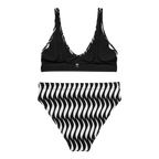 White stripe Recycled high-waisted bikini - Alivwood
