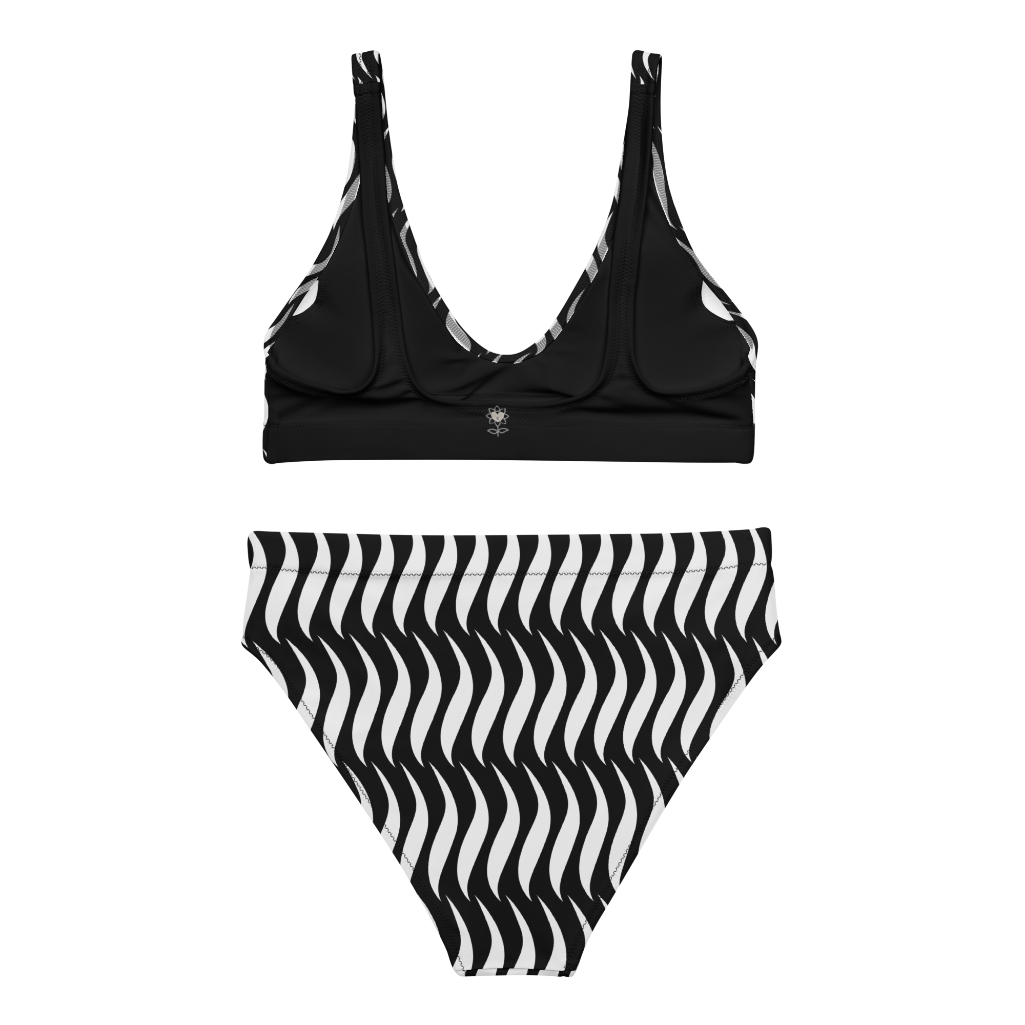 White stripe Recycled high-waisted bikini - Alivwood