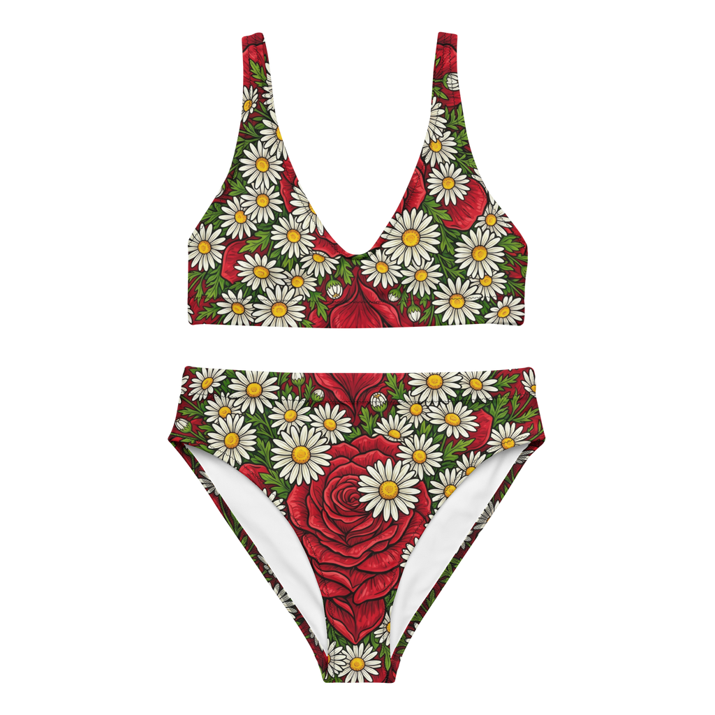 Daisies and roses Recycled high-waisted bikini - Alivwood