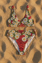 Daisies and roses Recycled high-waisted bikini - Alivwood