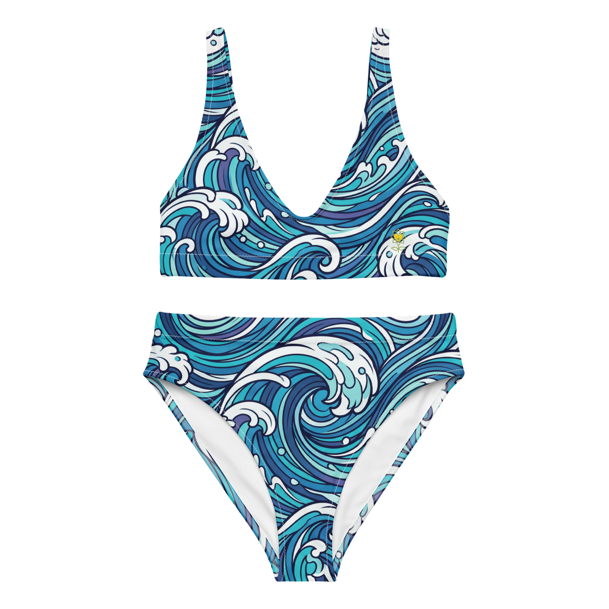 Waves Recycled high-waisted bikini - Alivwood