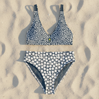Maze and Dot Cerulean Recycled high-waisted bikini - Alivwood