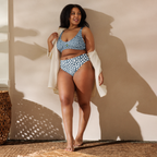 Maze and Dot Cerulean Recycled high-waisted bikini - Alivwood