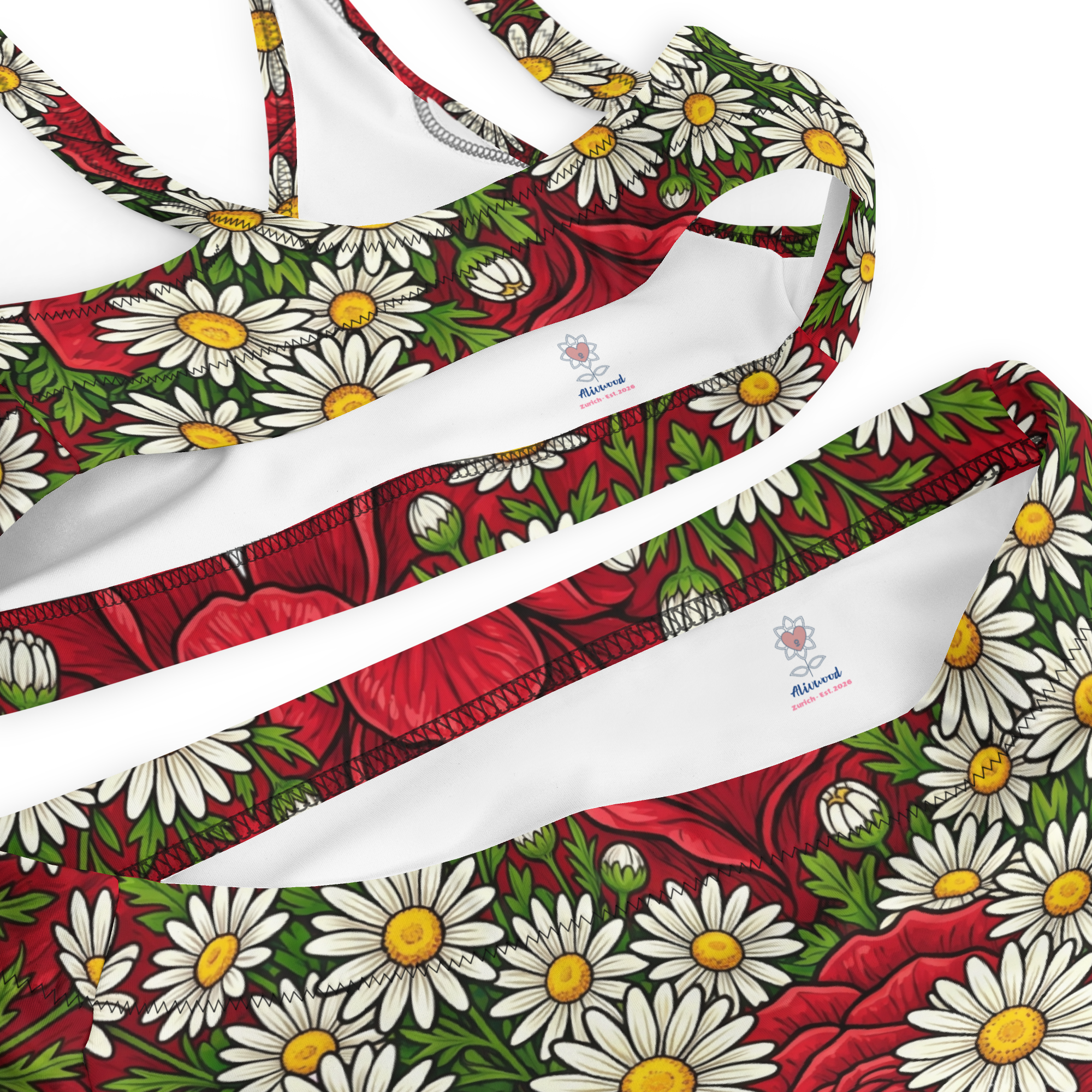 Daisies and roses Recycled high-waisted bikini - Alivwood