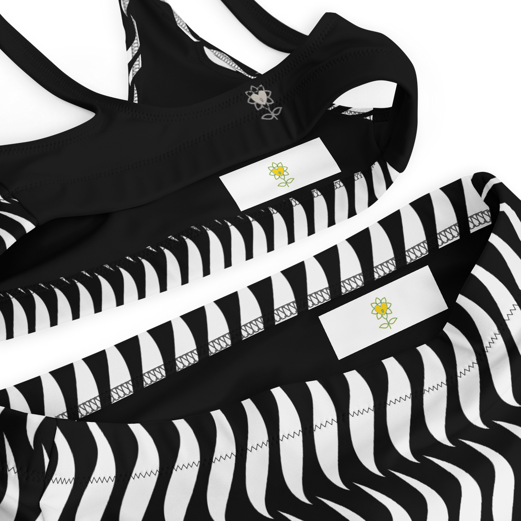 White stripe Recycled high-waisted bikini - Alivwood