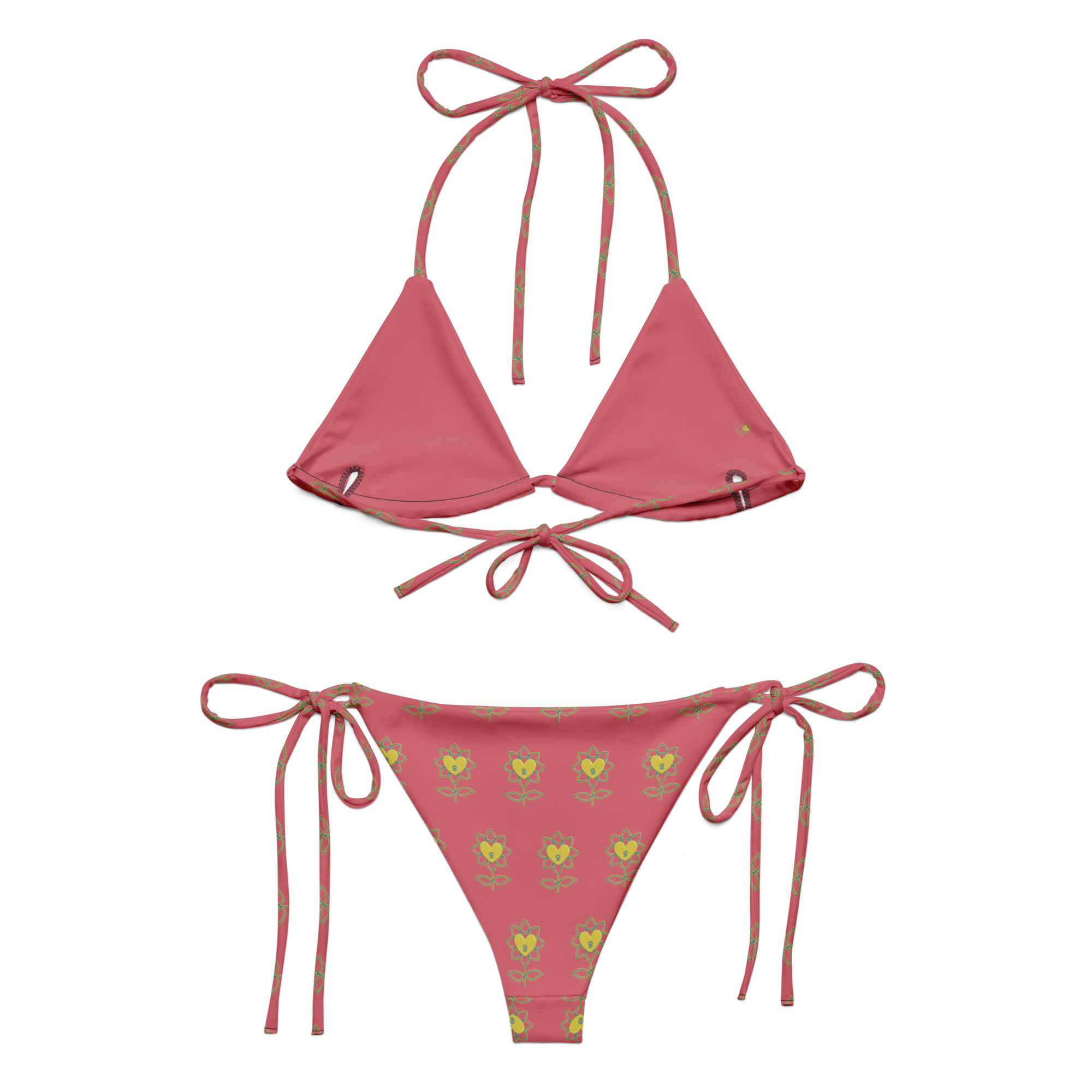 Flower Cabaret All-over print recycled string bikini - Alivwood