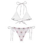 Flower and hearts All-over print recycled string bikini - Alivwood