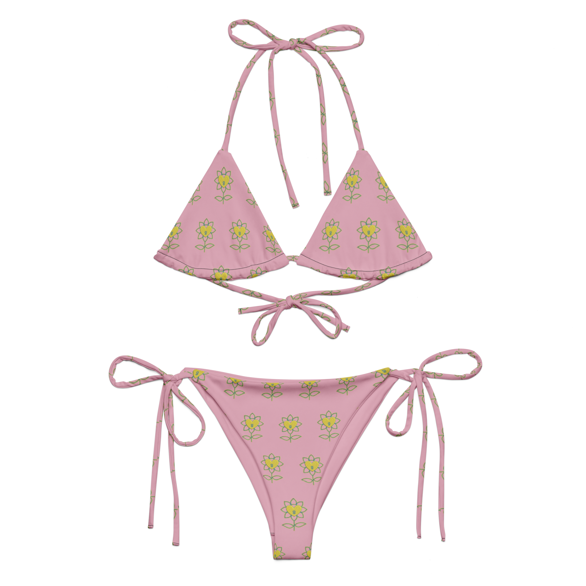 Flower Melanie All-over print recycled string bikini - Alivwood