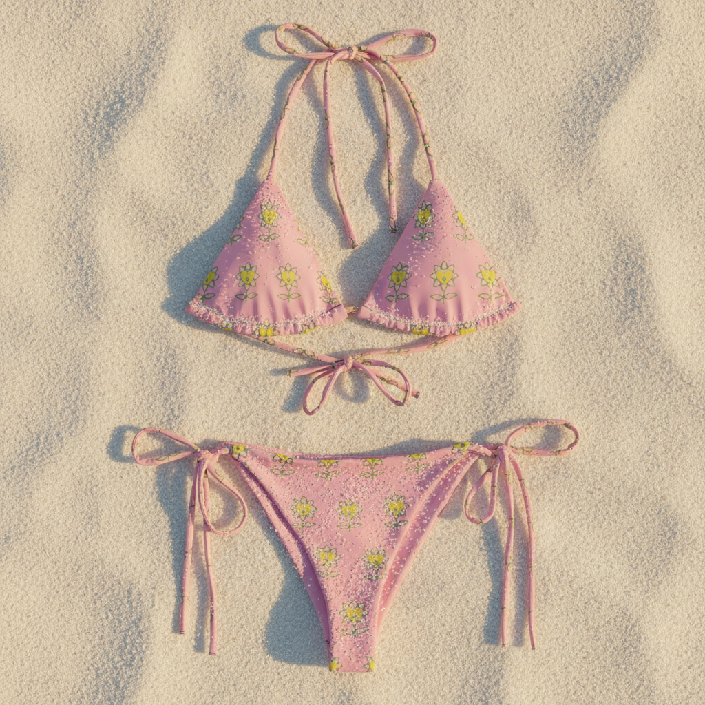 Flower Melanie All-over print recycled string bikini - Alivwood