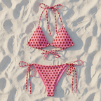 Ladybug Pink All-over print recycled string bikini - Alivwood