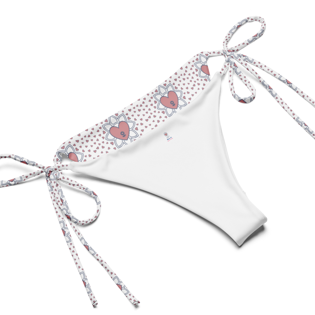 Flower and hearts All-over print recycled string bikini - Alivwood