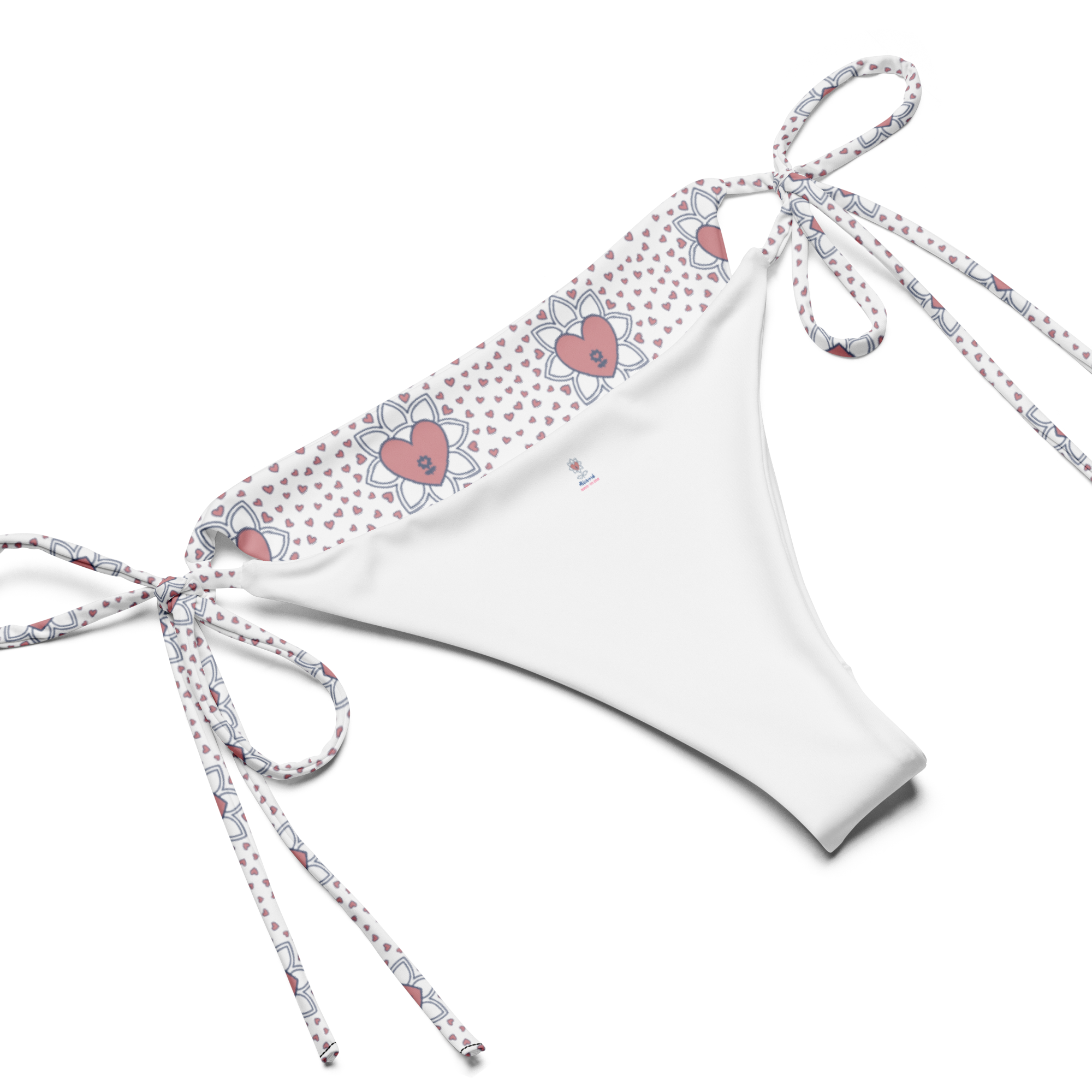 Flower and hearts All-over print recycled string bikini - Alivwood