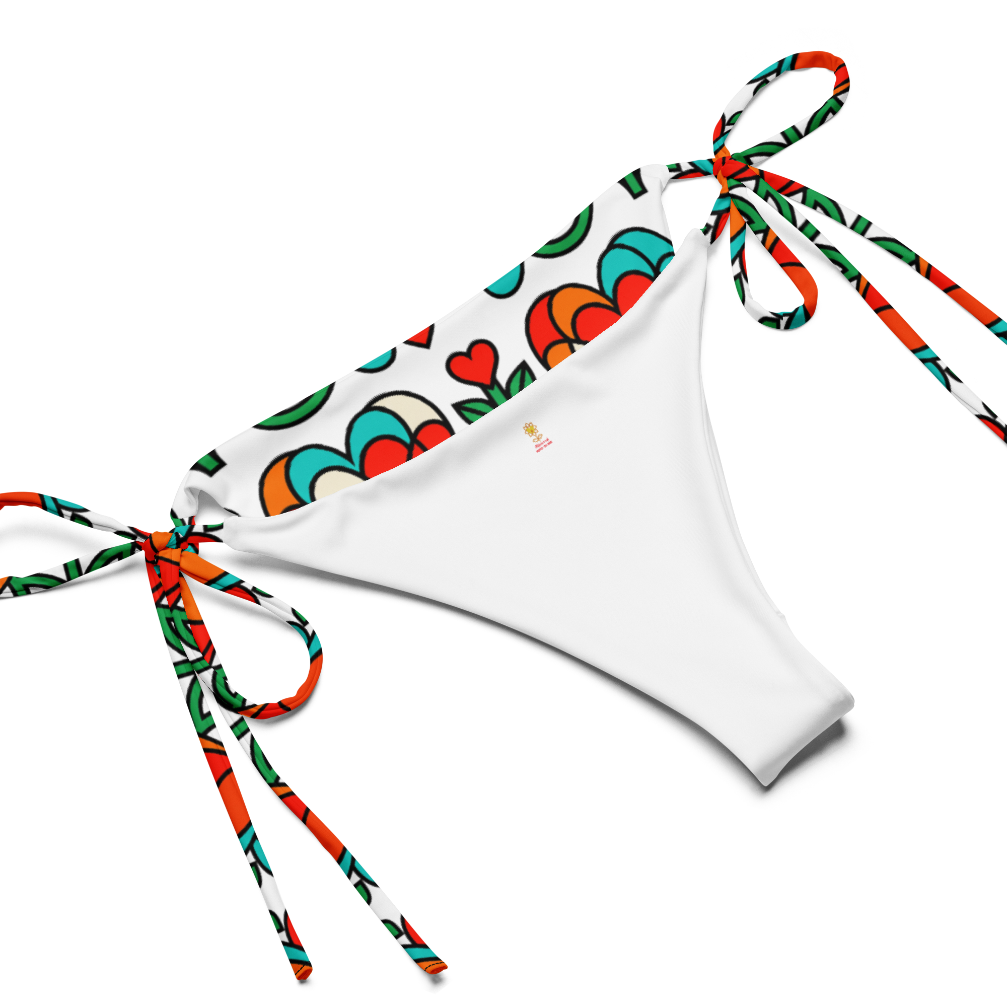 Blooming hearts All-over print recycled string bikini - Alivwood