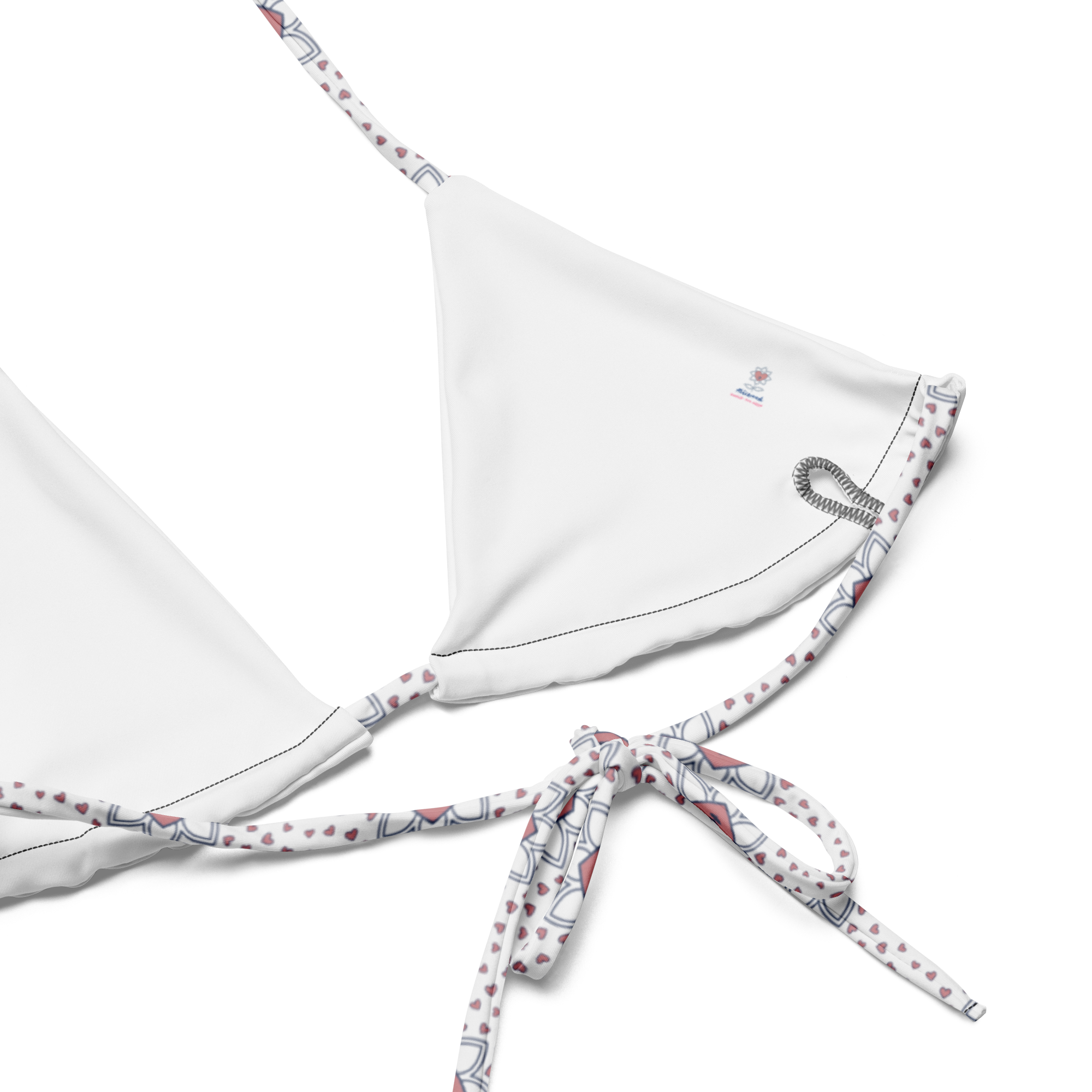 Flower and hearts All-over print recycled string bikini - Alivwood