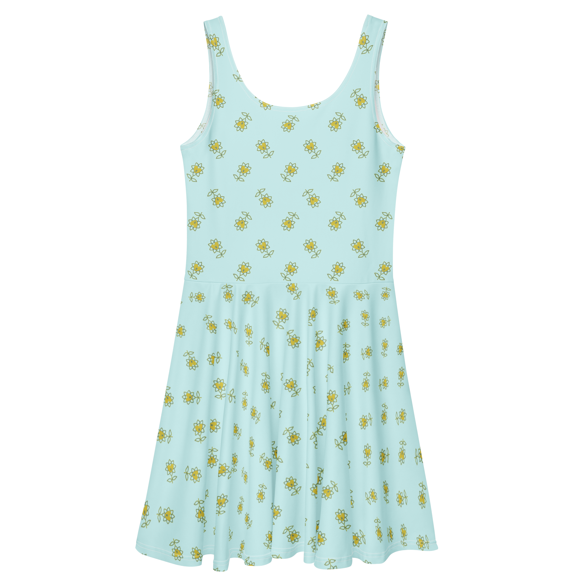 Flower Allover Skater Dress - Alivwood