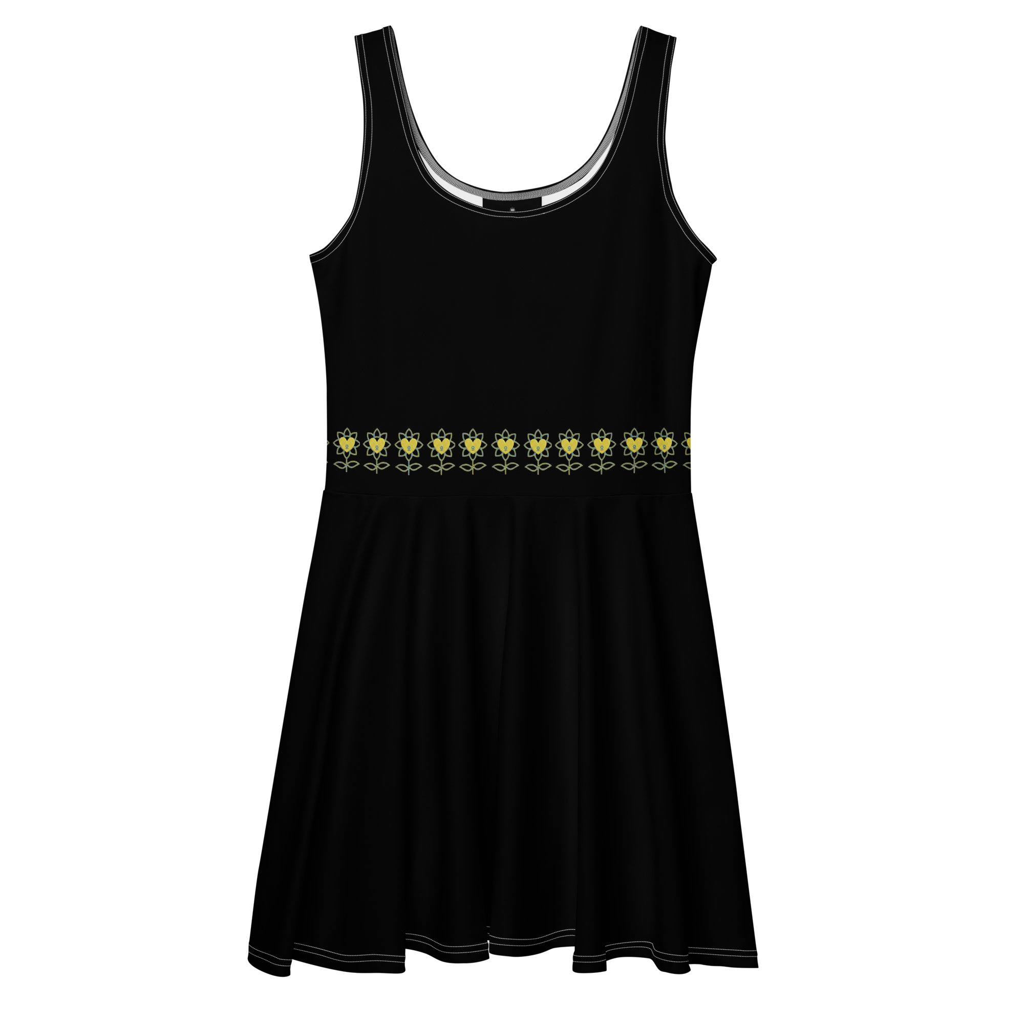 FlowerBottom Black Skater Dress - Alivwood