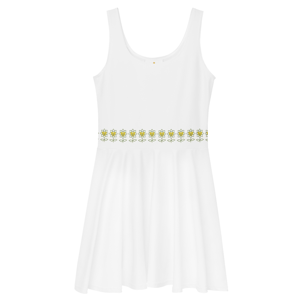 FlowerBottom White Skater Dress - Alivwood