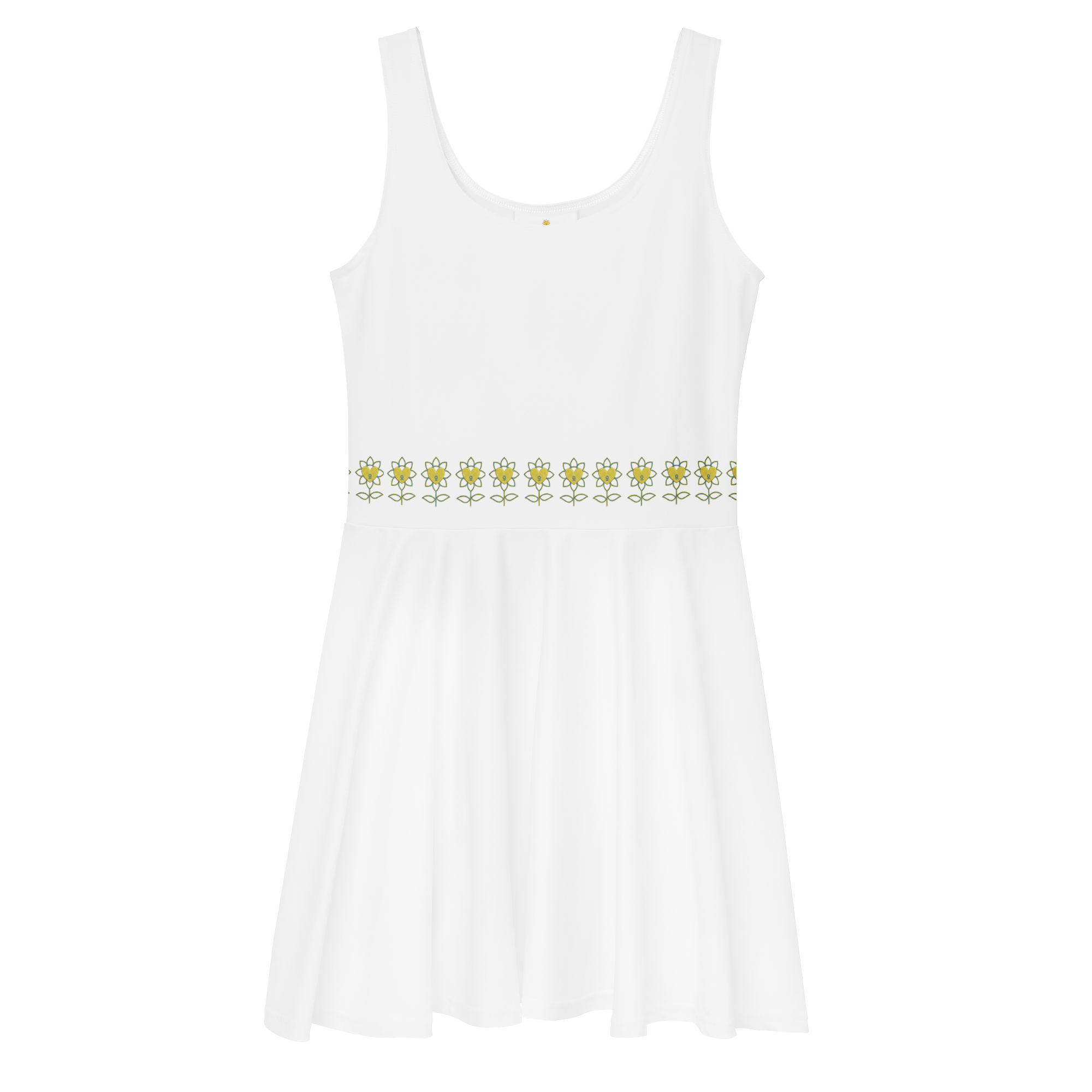 FlowerBottom White Skater Dress - Alivwood
