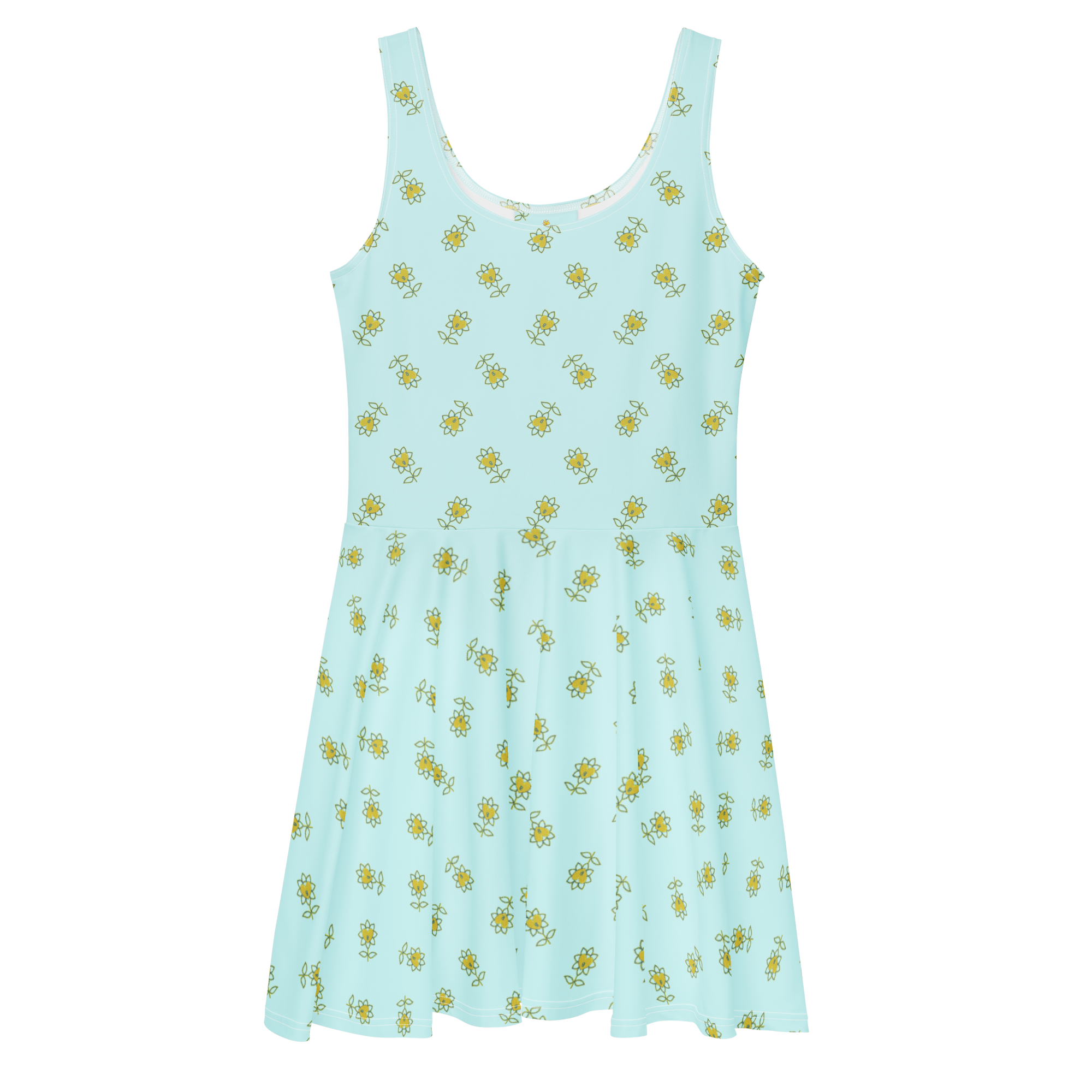 Flower Allover Skater Dress - Alivwood