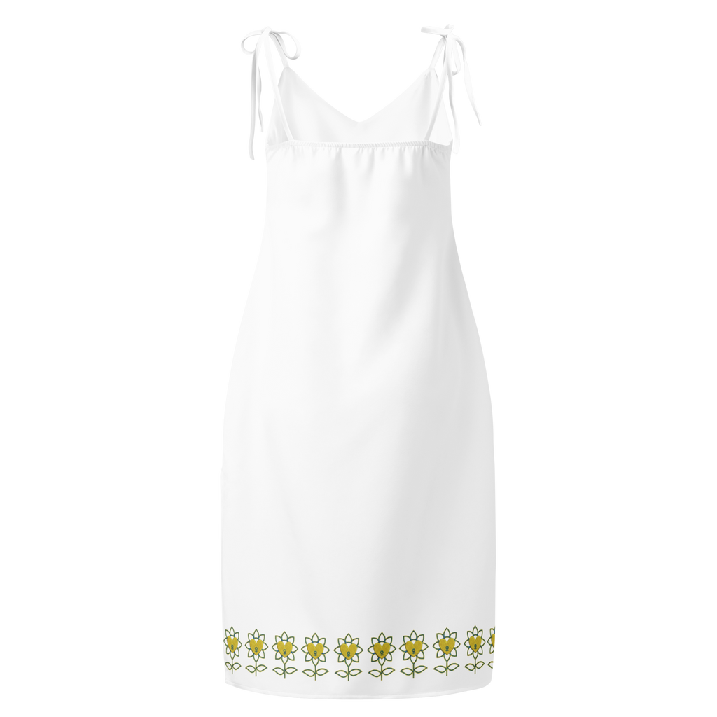 FlowerBottom White Tie-strap midi dress - Alivwood