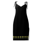FlowerBottom Black Tie-strap midi dress - Alivwood