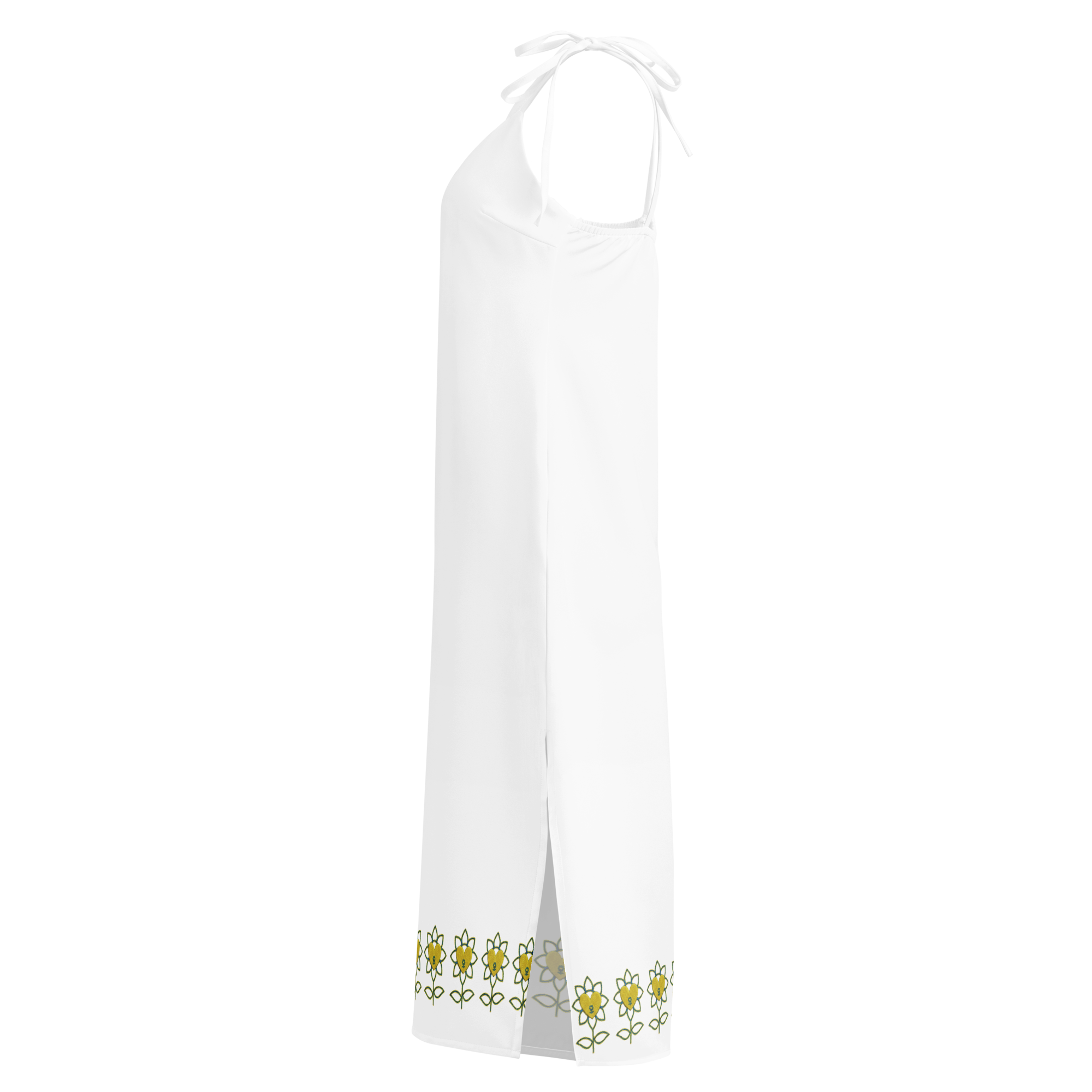 FlowerBottom White Tie-strap midi dress - Alivwood