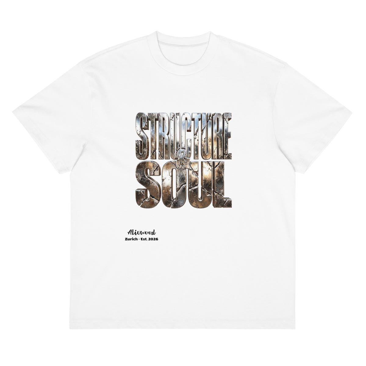 Structure and Soul iron text Men’s box tee - Alivwood