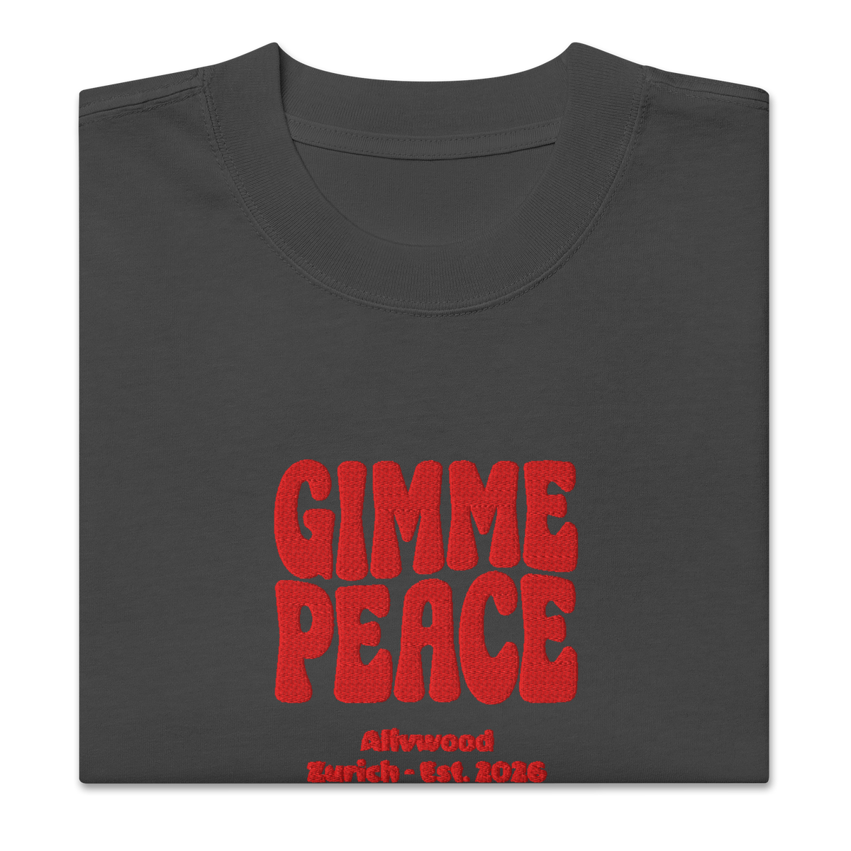 Gimme peace Embroidery Oversized faded t-shirt - Alivwood
