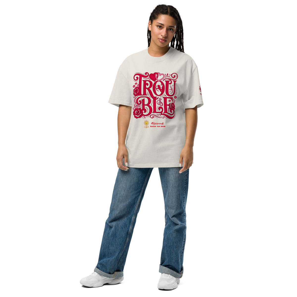 Trouble Oversized faded t-shirt - Alivwood