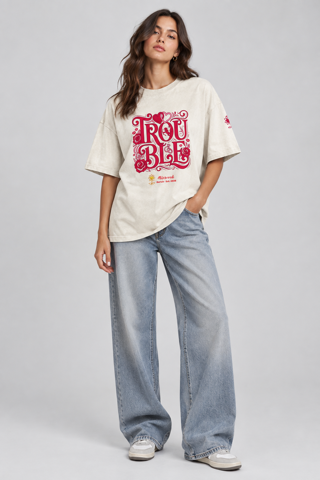 Trouble Oversized faded t-shirt - Alivwood
