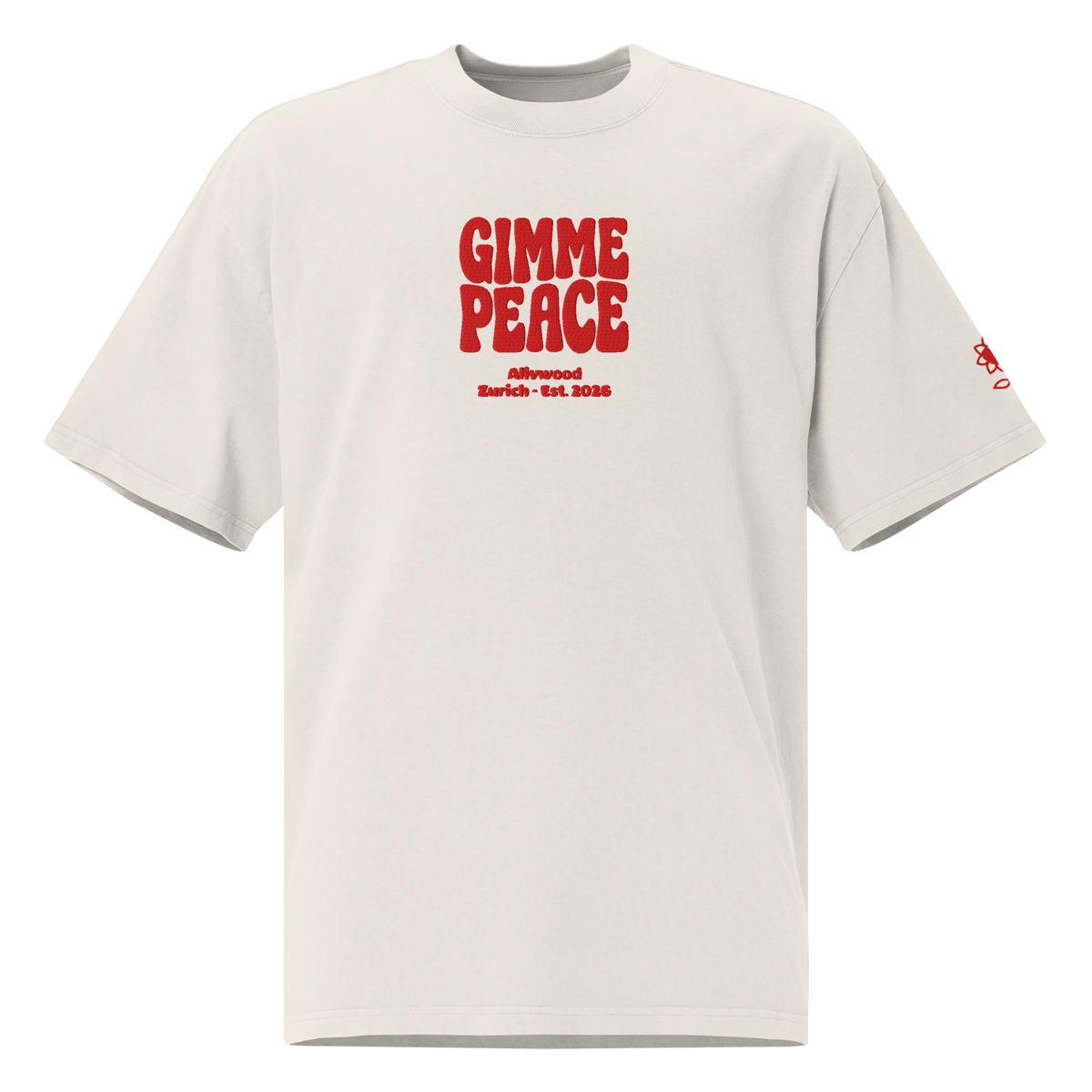 Gimme peace Embroidery Oversized faded t-shirt - Alivwood