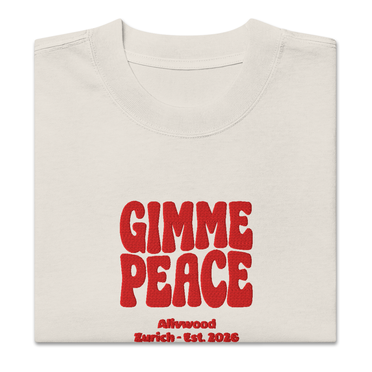 Gimme peace Embroidery Oversized faded t-shirt - Alivwood