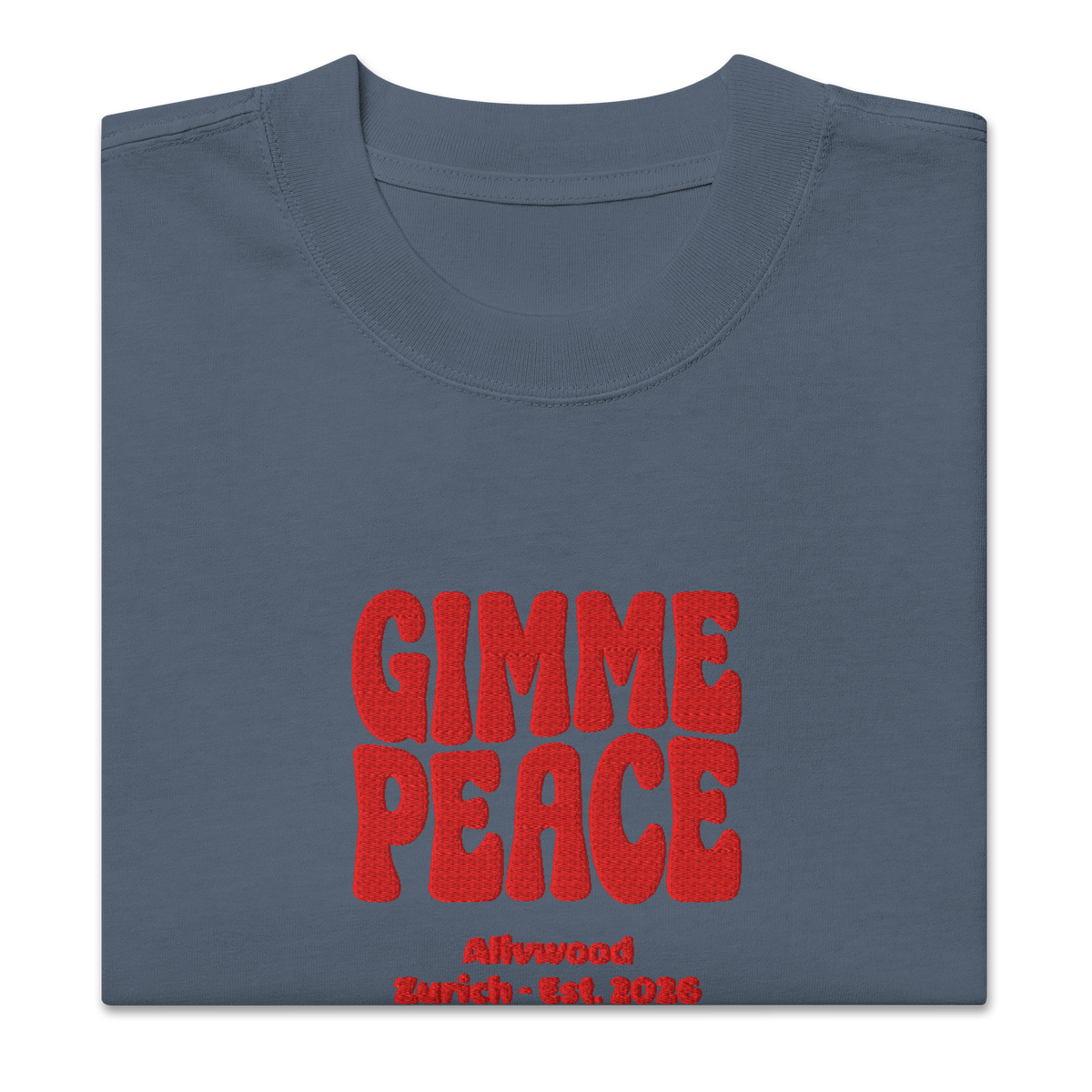 Gimme peace Embroidery Oversized faded t-shirt - Alivwood