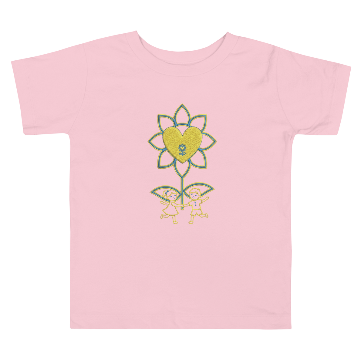 Sunflower kids playing Toddler Short Sleeve Tee - Alivwood