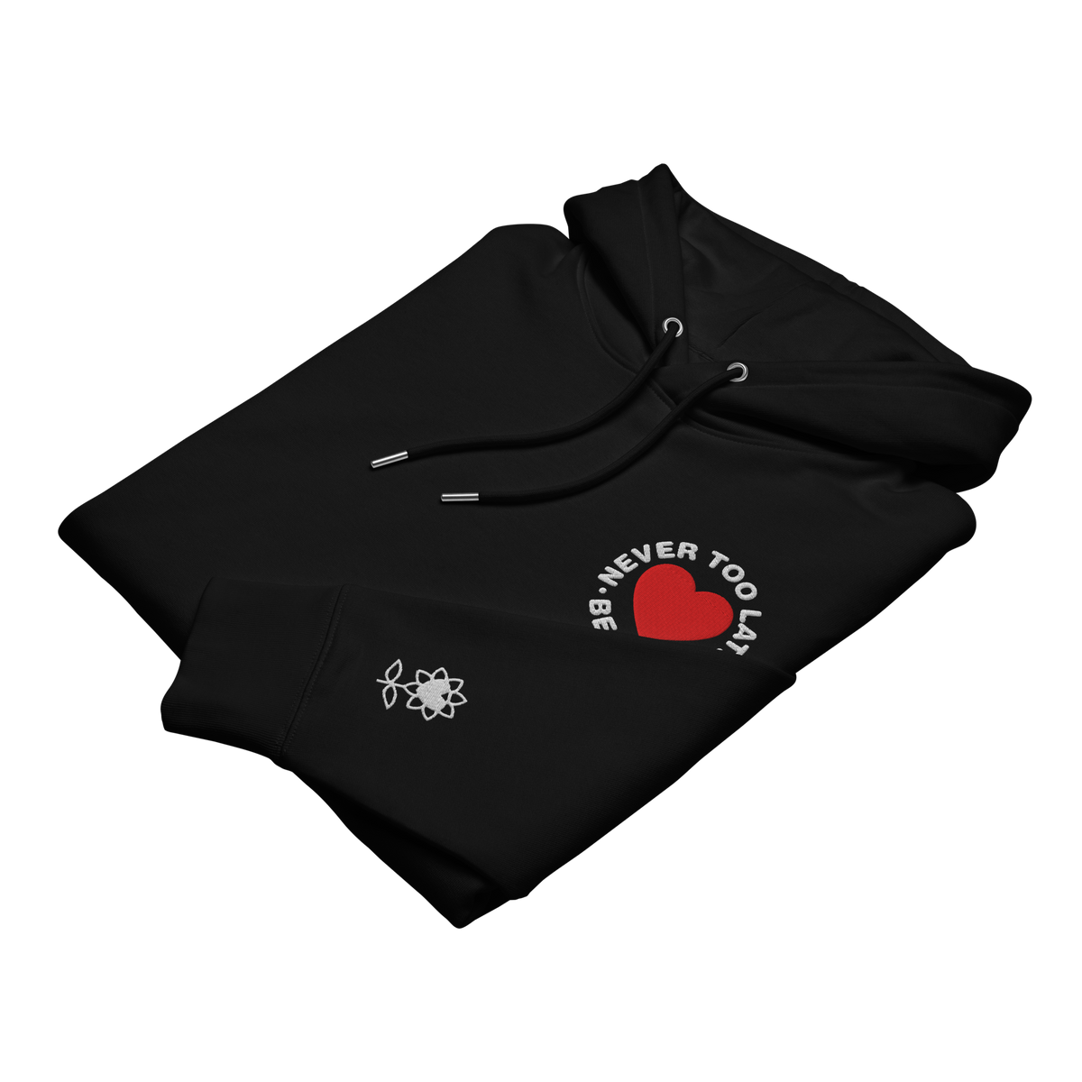 Never too late Embroidery Unisex essential eco hoodie - Alivwood