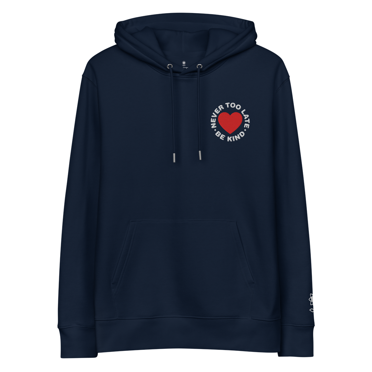 Never too late Embroidery Unisex essential eco hoodie - Alivwood