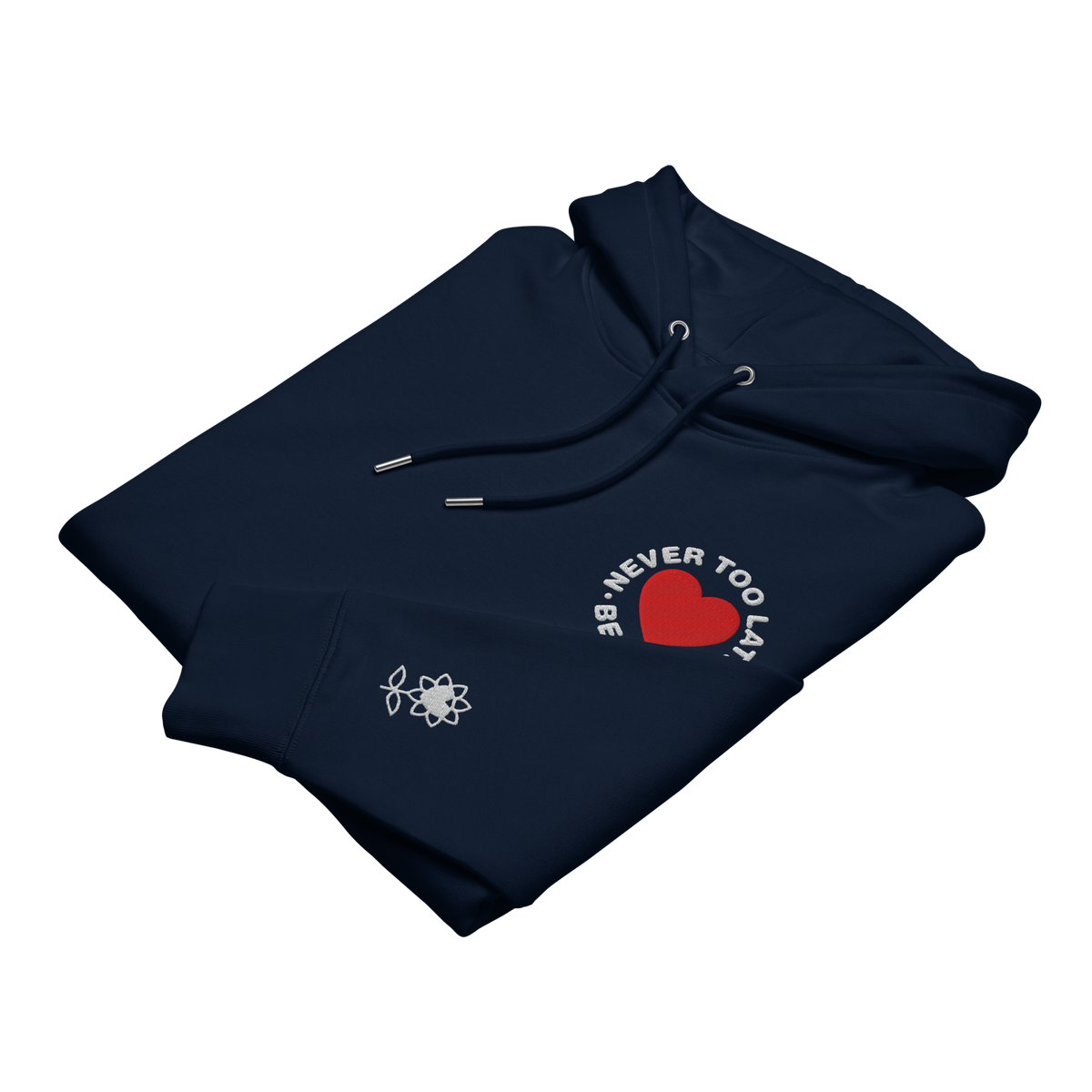 Never too late Embroidery Unisex essential eco hoodie - Alivwood