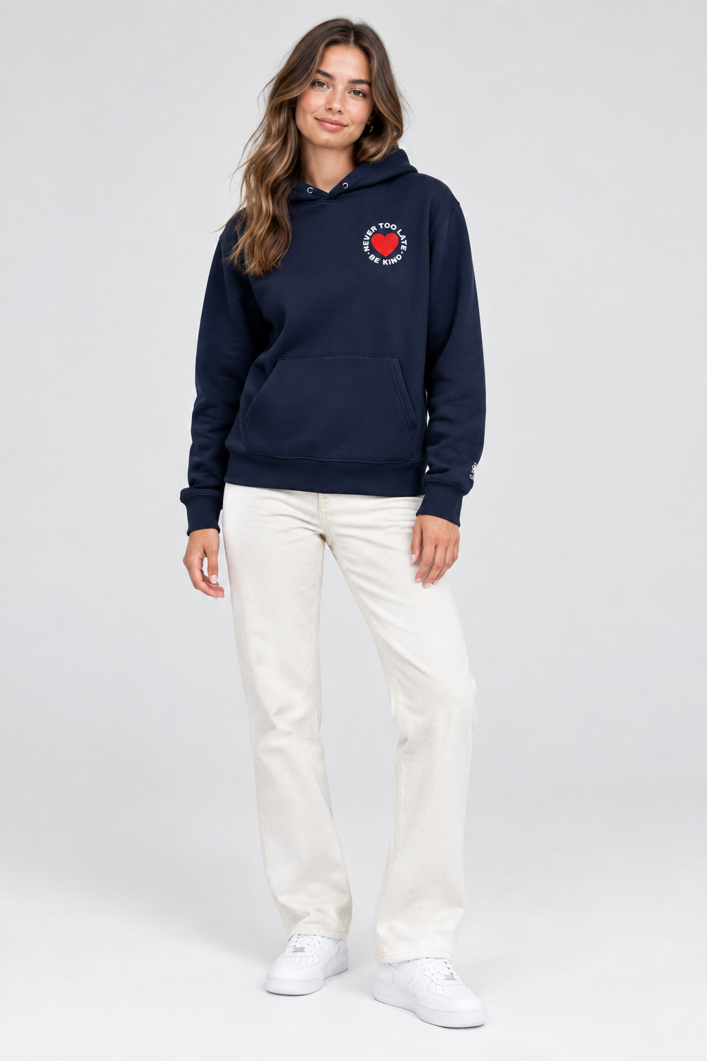Never too late Embroidery Unisex essential eco hoodie - Alivwood