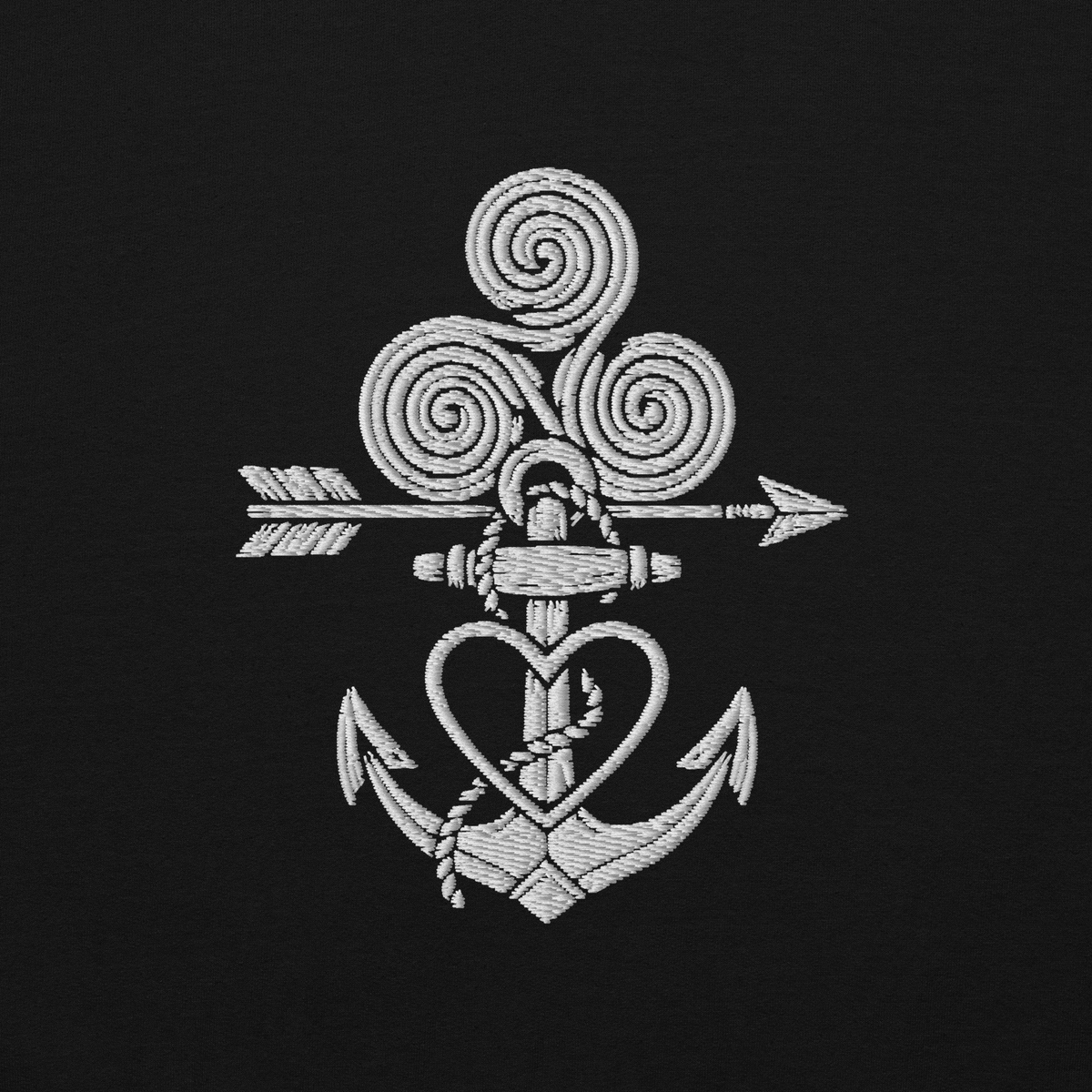 Tatoo AnchorArrowTriskelionHeart Embroidery Unisex Hoodie - Alivwood